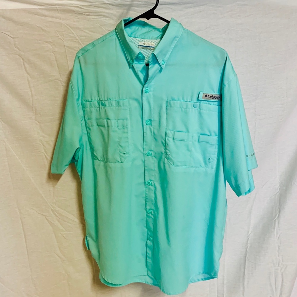 Men’s Teal Columbia PFG Medium Shirt